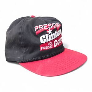 Vintage 1992 Clinton Gore Election Night Snapback Rope Hat Black USA Made
